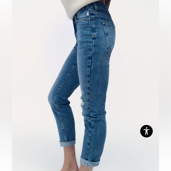 Zara low-rise relaxed fit stretch ripped Z1975 jeans - Picture 2 of 16